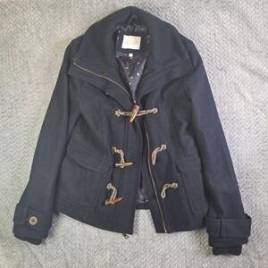 Delia's Women's Wool‎ Duffle Jacket Small Navy Y2K Floral Lined Toggle Coat